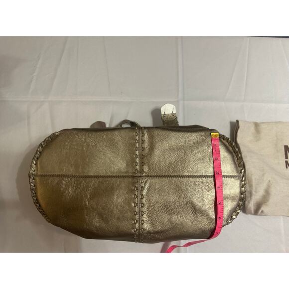 Michael Kors Metallic Gold Satchel Handbag – Western Stitch Detail - Picture 4 of 11